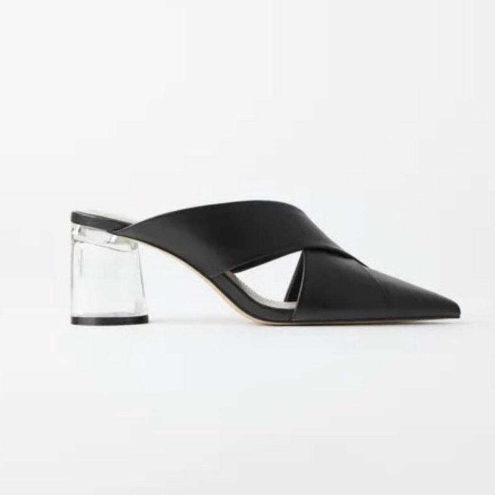 ZARA HIGH HEEL MULES WITH METHACRYLATE HEEL